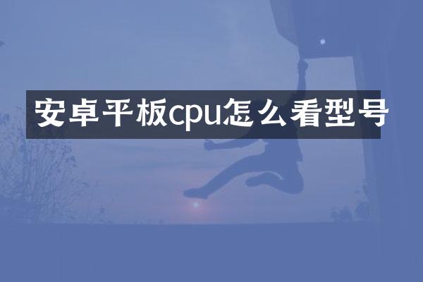 安卓平板cpu怎么看型号