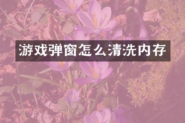 游戏弹窗怎么清洗内存