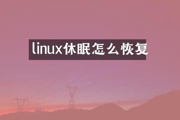 linux休眠怎么恢复
