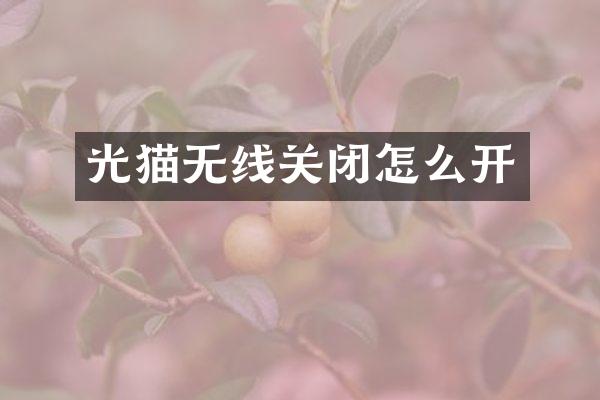 光猫无线关闭怎么开