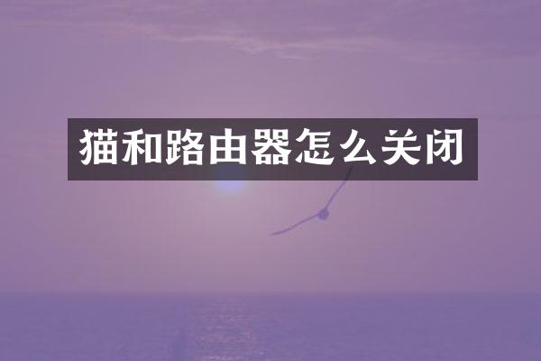 猫和路由器怎么关闭