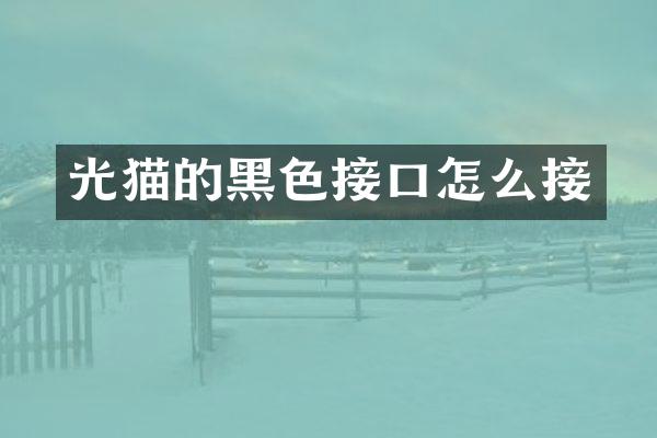 光猫的黑色接口怎么接