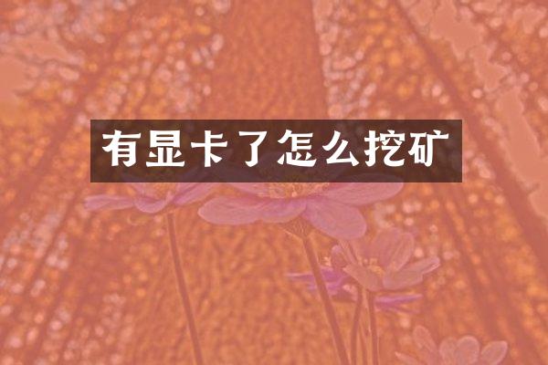 有显卡了怎么挖矿