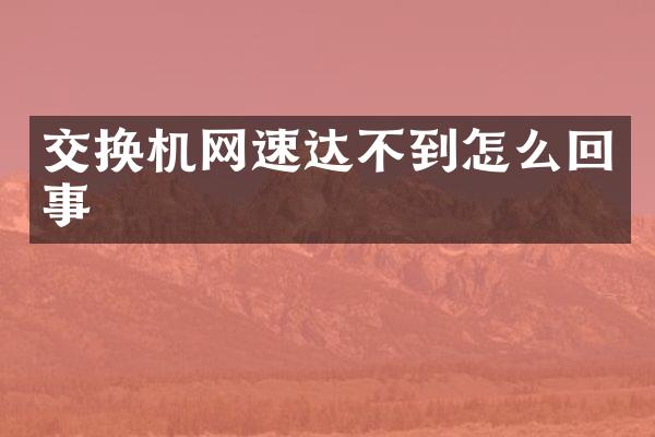 交换机网速达不到怎么回事