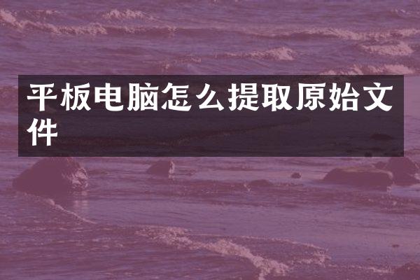 平板电脑怎么提取原始文件