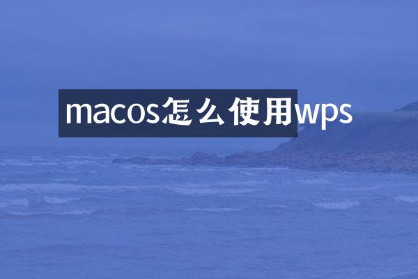 macos怎么使用wps