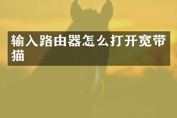 输入路由器怎么打开宽带猫