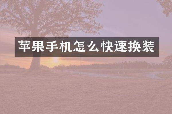 苹果手机怎么快速换装