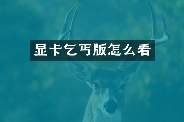 显卡乞丐版怎么看