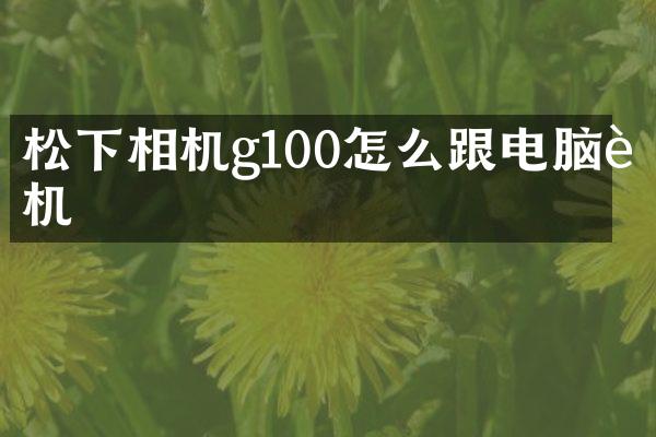 相机g100怎么跟电脑连机