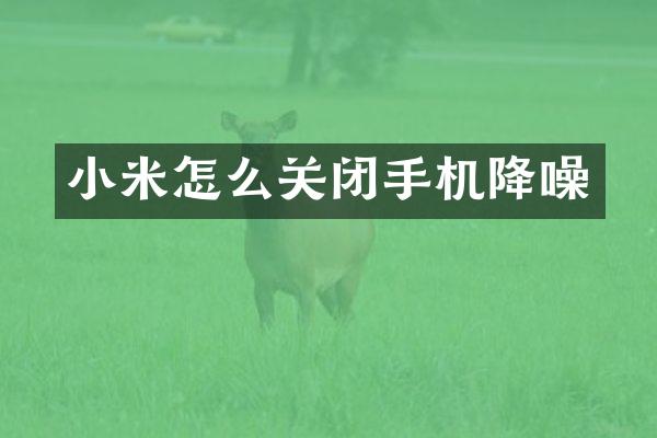 小米怎么关闭手机降噪
