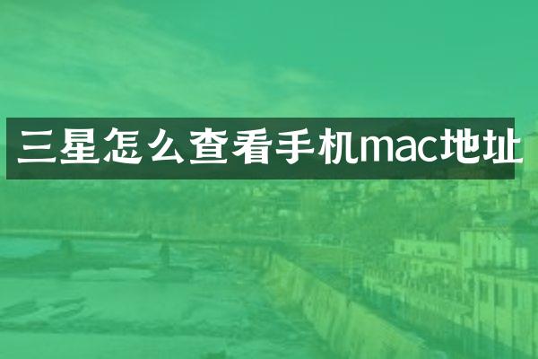 三星怎么查看手机mac地址