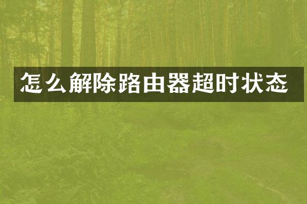 怎么解除路由器超时状态