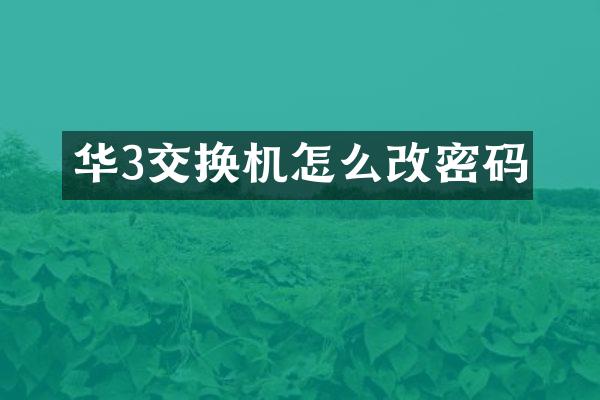 华3交换机怎么改密码