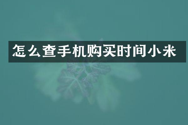 怎么查手机购买时间小米
