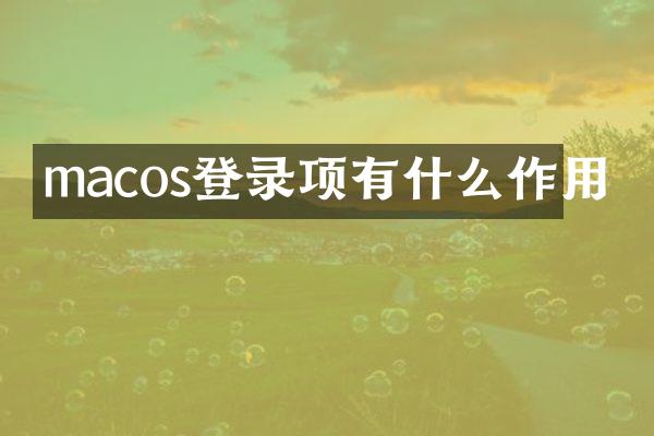 macos登录项有什么作用