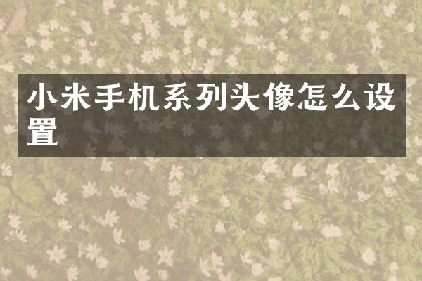 小米手机系列头像怎么设置