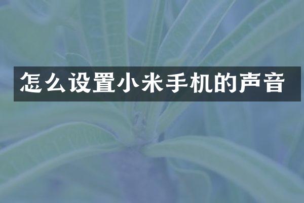 怎么设置小米手机的声音
