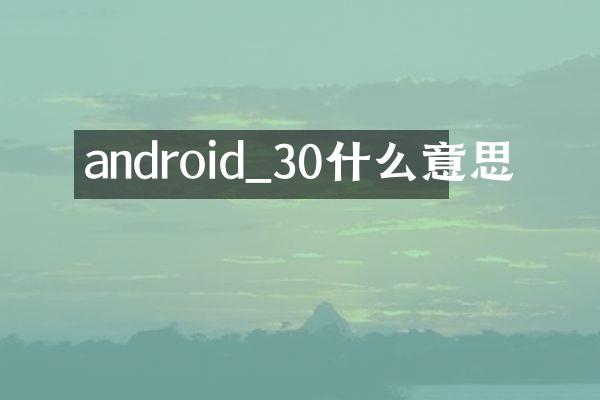 android_30什么意思