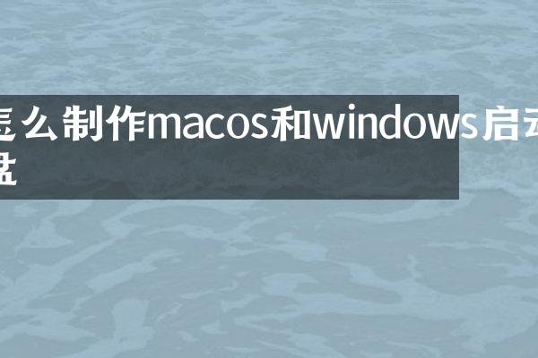 怎么制作macos和windows启动盘
