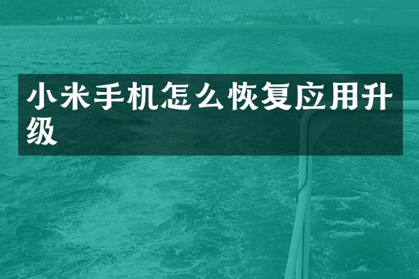 小米手机怎么恢复应用升级