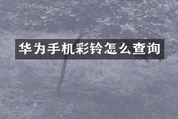 华为手机彩铃怎么查询