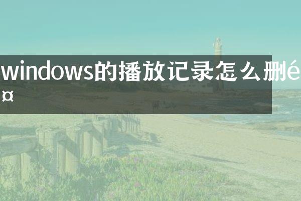 windows的播放记录怎么删除