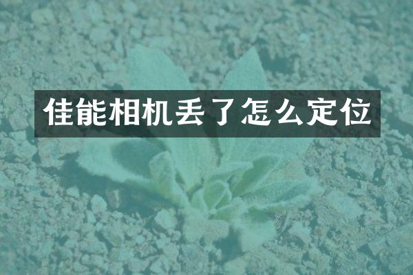 佳能相机丢了怎么定位