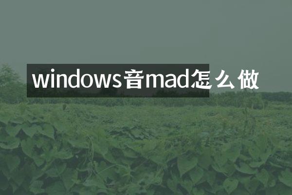 windows音mad怎么做