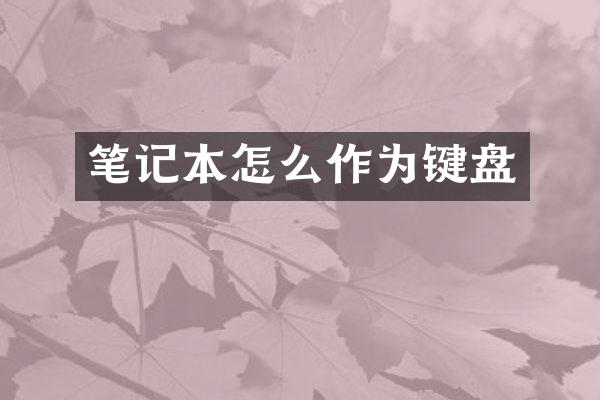 笔记本怎么作为键盘