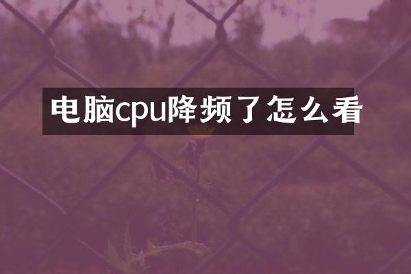 电脑cpu降频了怎么看
