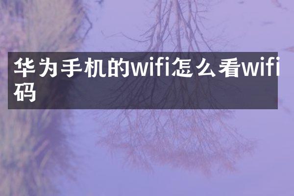 华为手机的wifi怎么看wifi密码