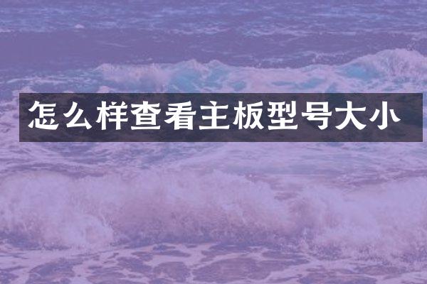 怎么样查看主板型号大小