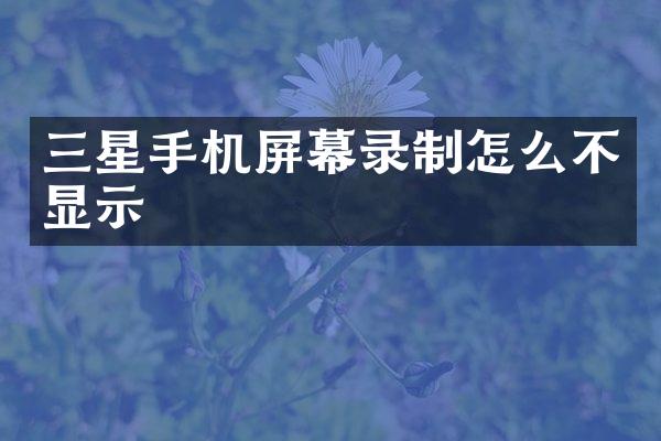 三星手机屏幕录制怎么不显示