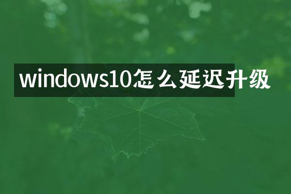 windows10怎么延迟升级