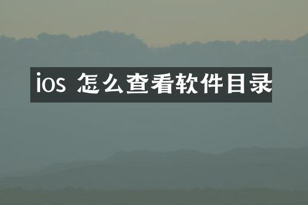 ios 怎么查看软件目录