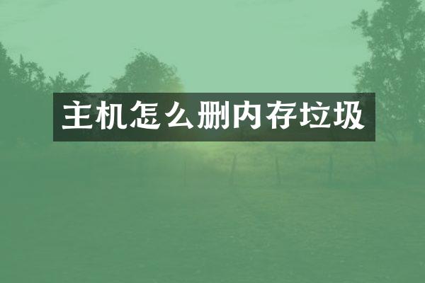 主机怎么删内存垃圾