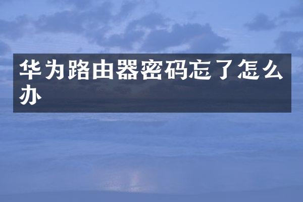 华为路由器密码忘了怎么办