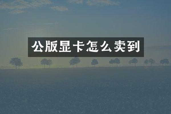 公版显卡怎么卖到