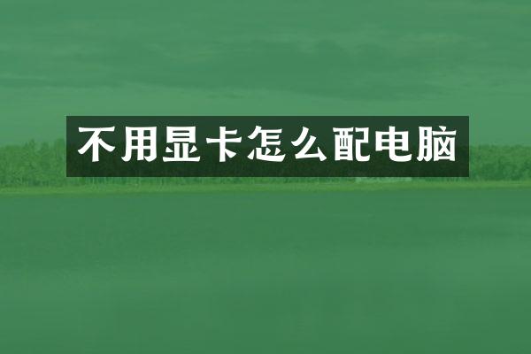 不用显卡怎么配电脑