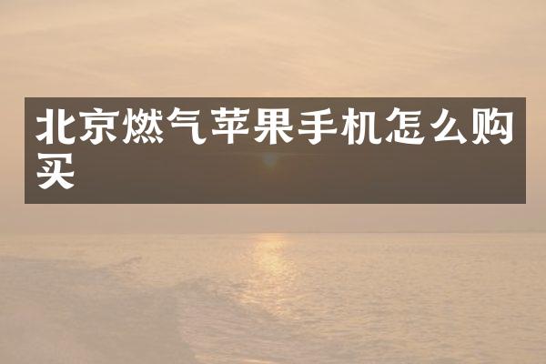 北京燃气苹果手机怎么购买