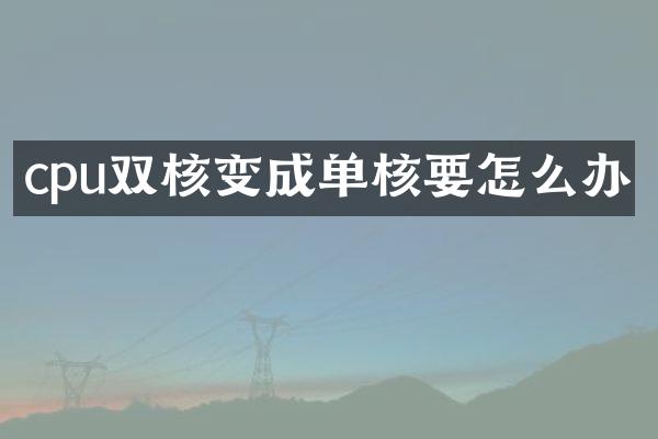 cpu双核变成单核要怎么办