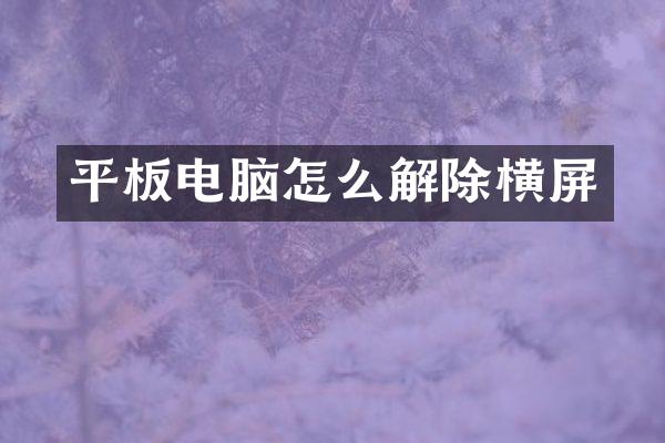 平板电脑怎么解除横屏