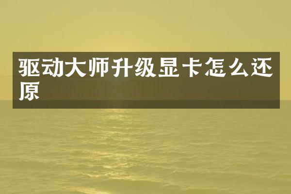 驱动大师升级显卡怎么还原