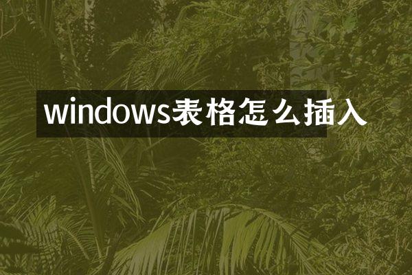 windows表格怎么插入