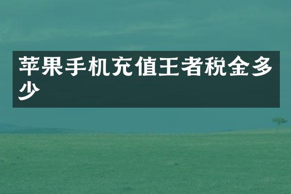 苹果手机充值王者税金多少