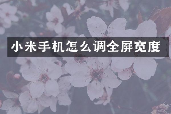 小米手机怎么调全屏宽度