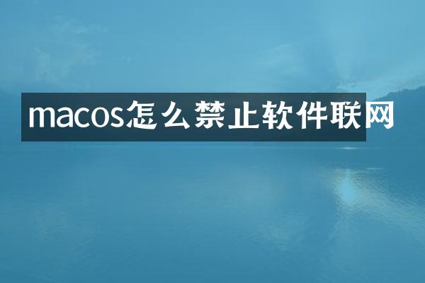 macos怎么禁止软件联网