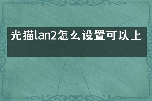 光猫lan2怎么设置可以上网