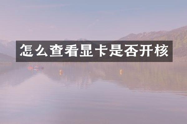 怎么查看显卡是否开核